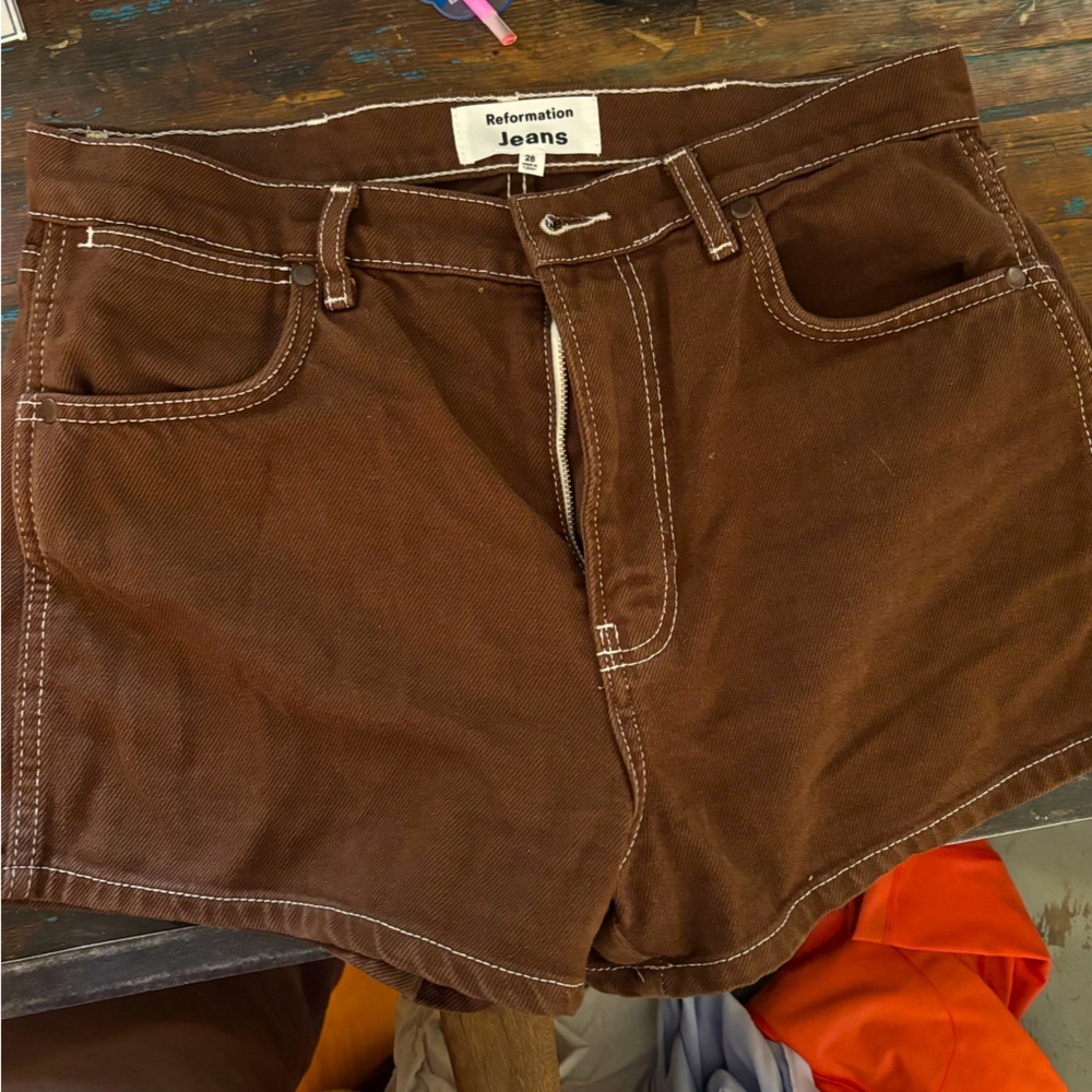 Reformation cowboy shorts brown
